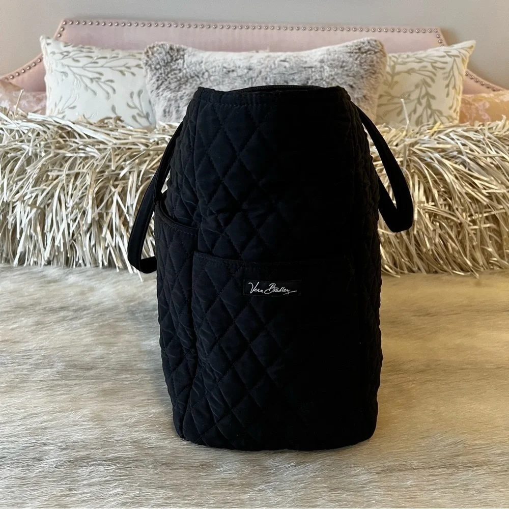 VERA BRADLEY Iconic Microfiber Baby Diaper Bag Black Paisley Interior Tote